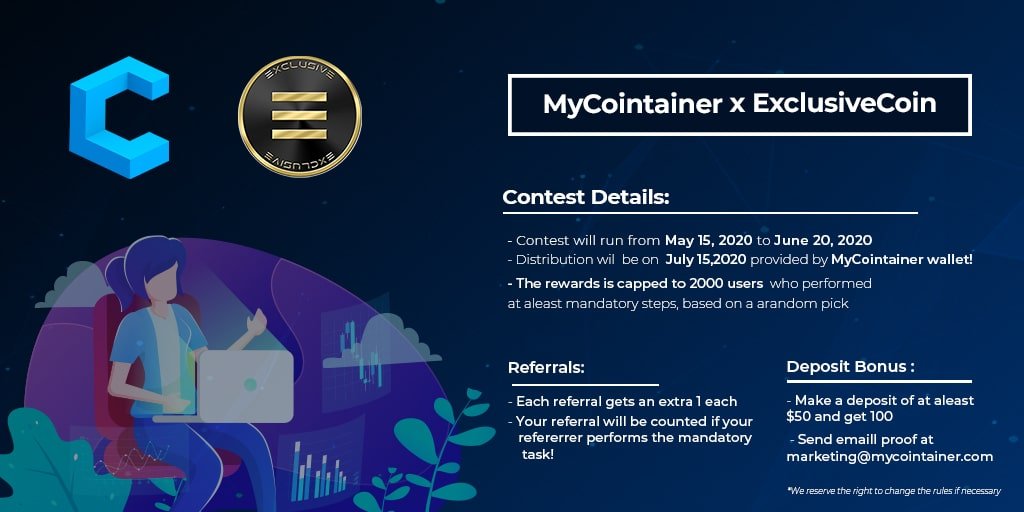 MyCointainer X Exclusive Coin Airdrop | Daftar dan Dapatkan 110 EXCL ($6)