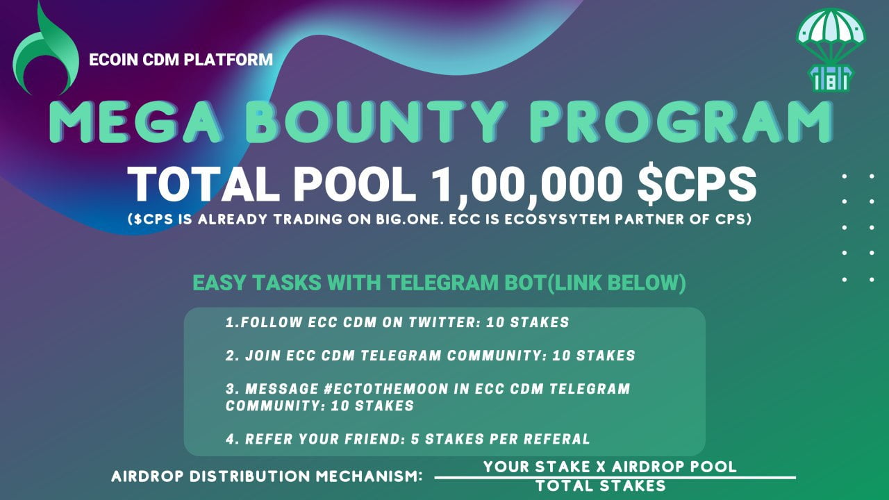 ECCCoin Bounty | Daftar dan Submit Total Hadiah 1.000.000 CPS