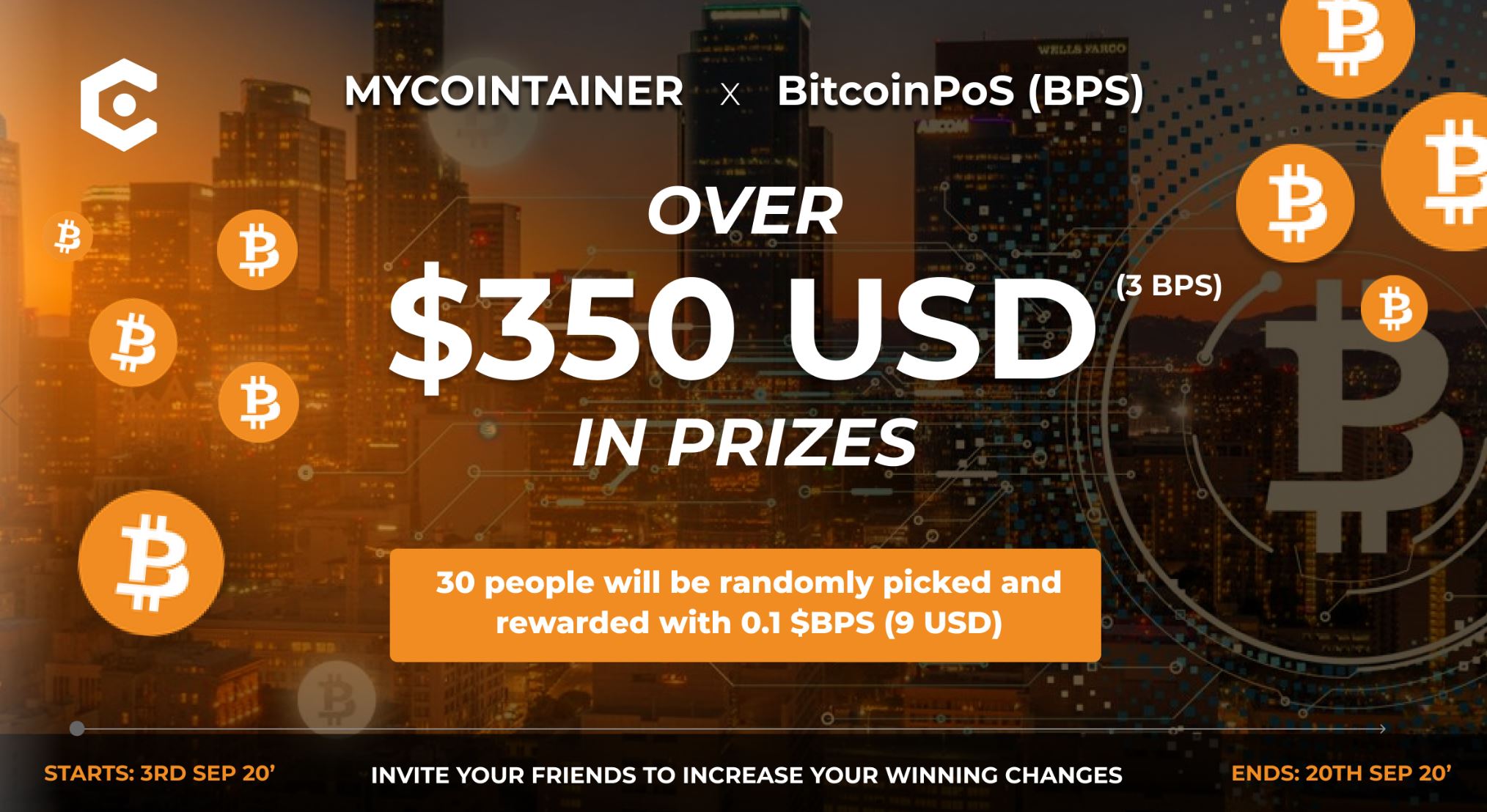 MyCoinTainer x BitcoinPoS Giveaway | Daftar dan Dapatkan Total Reward $350 BPS